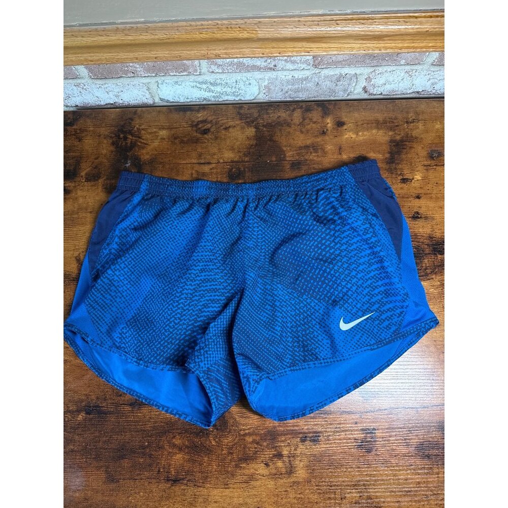 Nike Dri-Fit Running Shorts Blue Pattern Size M Drawstring Ladies
